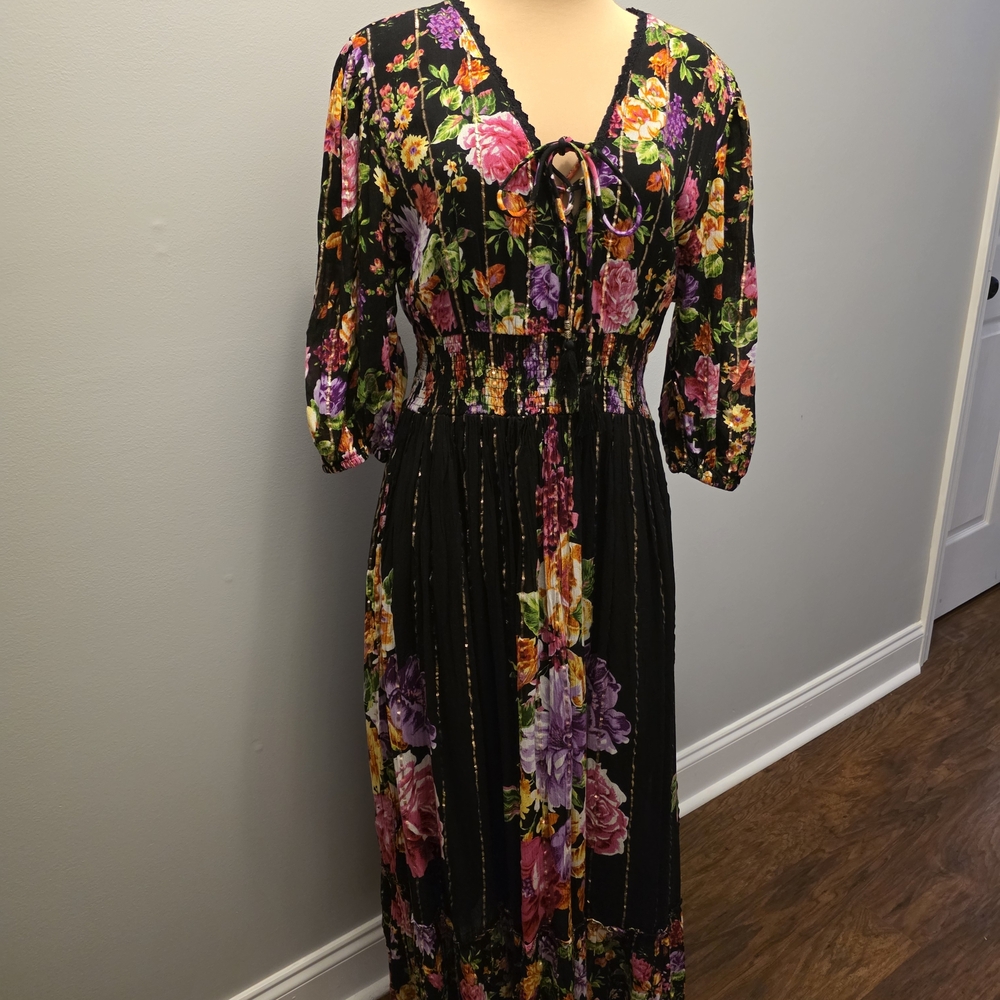 ME 2 MAGIC Metallic Boho Maxi Tiered Dress